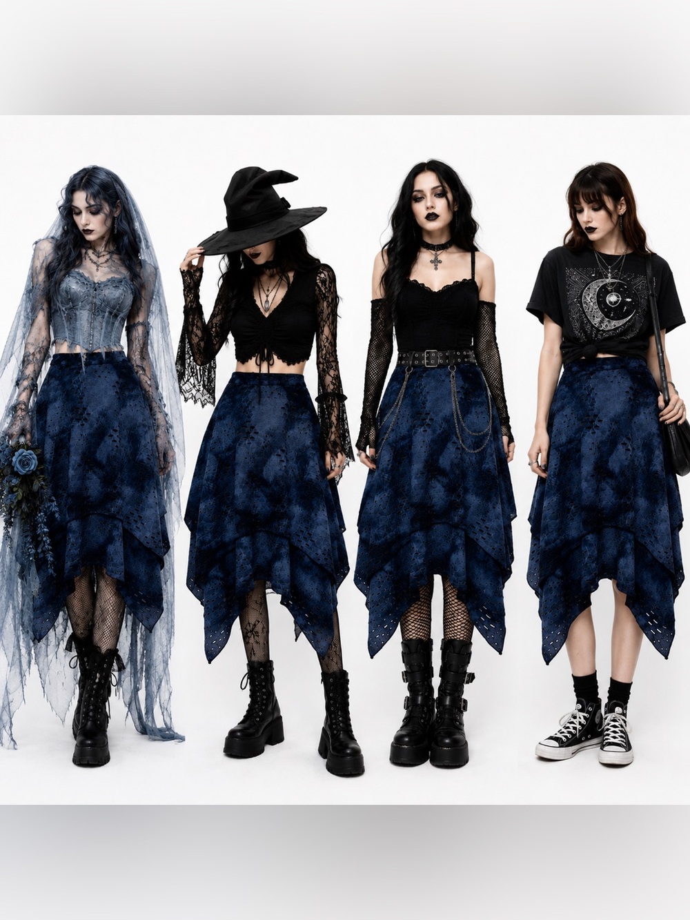 Killstar x Corpse Bride Hauntly Maiden Asymmetrical Skirt Women SZ M Witchy Goth